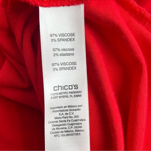 Chico's Laced up Red Stretch Knit Dress Handkerchief Hem - Picture 10 of 10